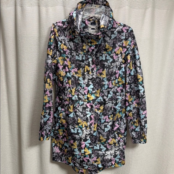 Joules Golightly Grey Ditsy Raincoat SZ 4 Travel packable floral spring EUC - Picture 1 of 7